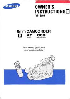 Samsung VP E 807 AF manual. Camera Instructions.